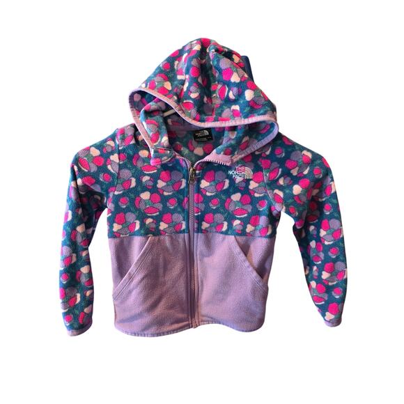 The North Face Little Girls Fleece Zip Up Sweatshirt 4T Purple Hooded - Picture 1 of 4